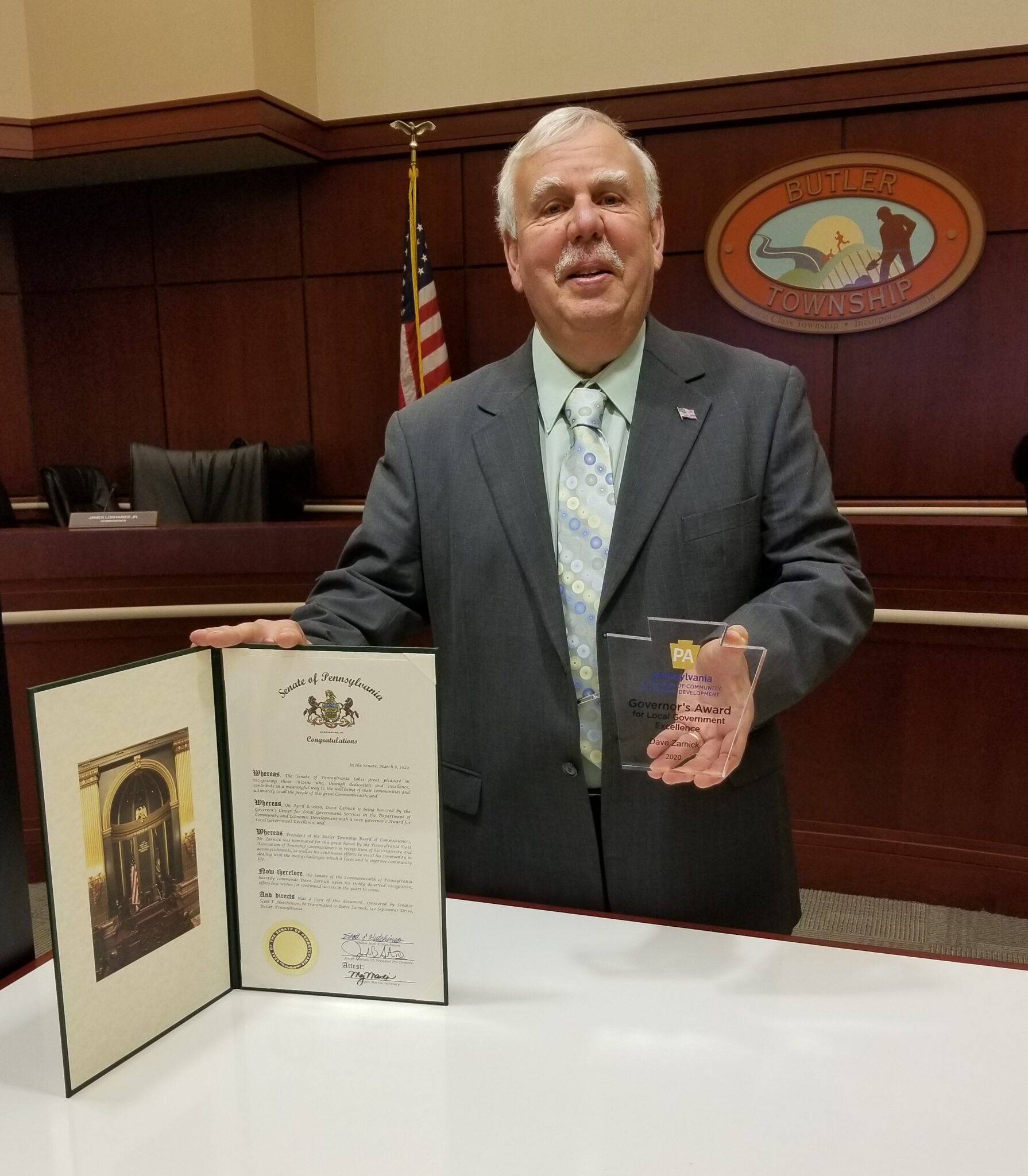 Butler Twp. Commissioner Zarnick Receives Government Award